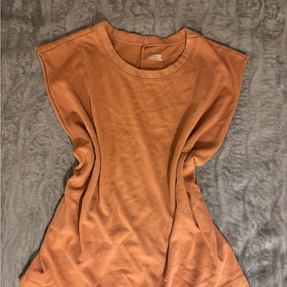Aerie Orange Sleeveless Boxy Muscle Tee
